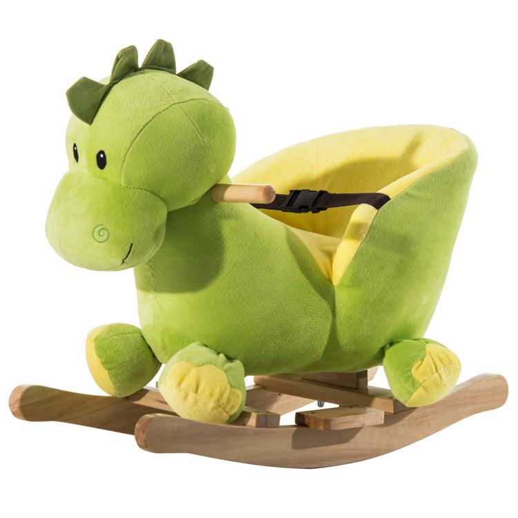 Jouet à Bascule Dinosaure Ceinture de sécurité Effet sonore 32 chansons pour enfants de 18+ Mois Bois Peluche Verte