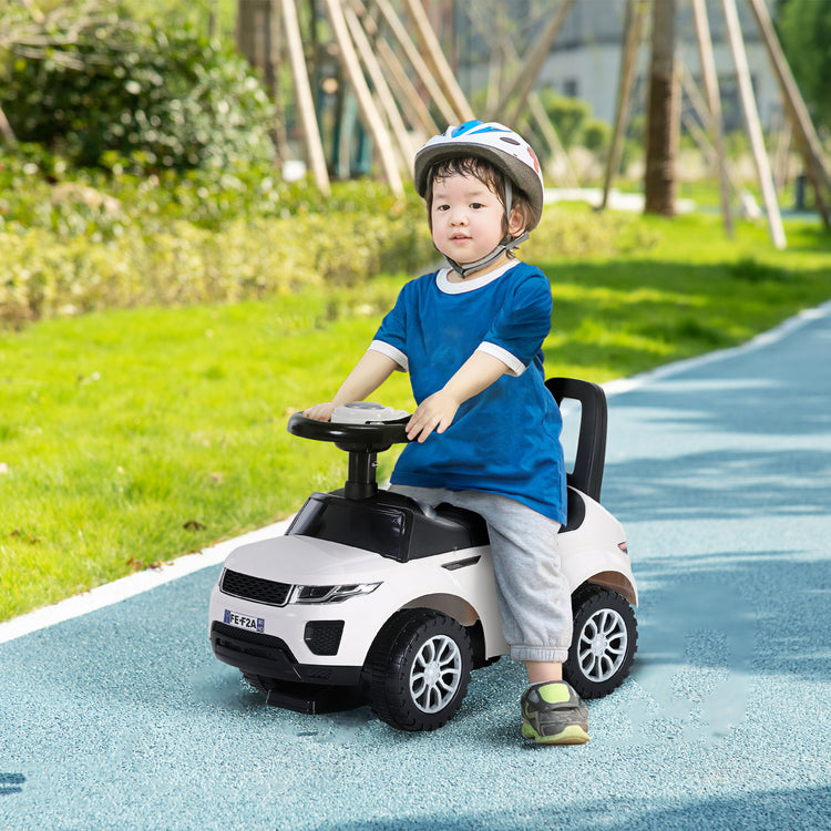 Porteur Enfant Véhicule à Pousser, Porteur Bébé avec Klaxon, Compteurs Factices et Coffre à Jouets, pour Enfants de 12 à 36 Mois, Blanc