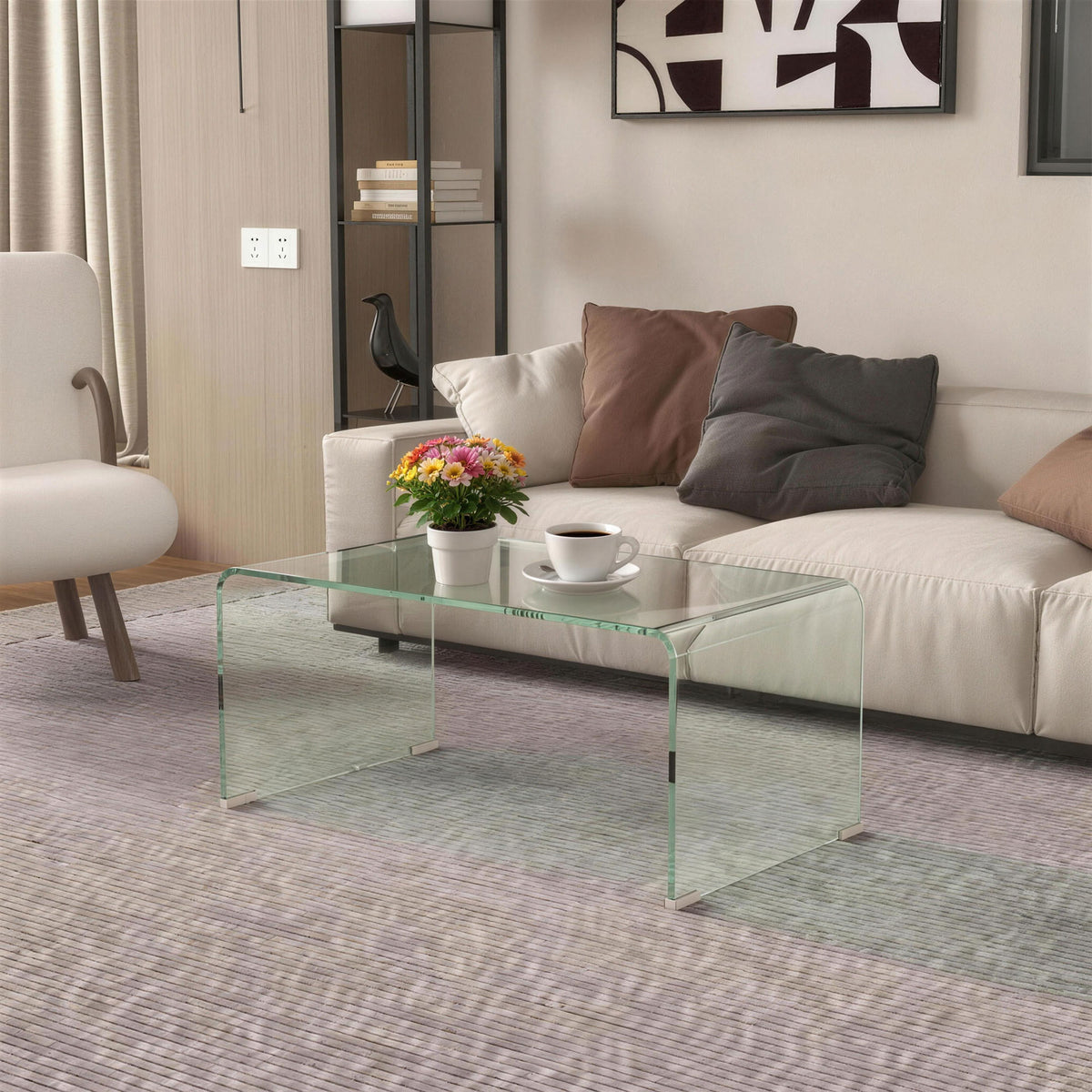 Table basse en verre trempé transparent