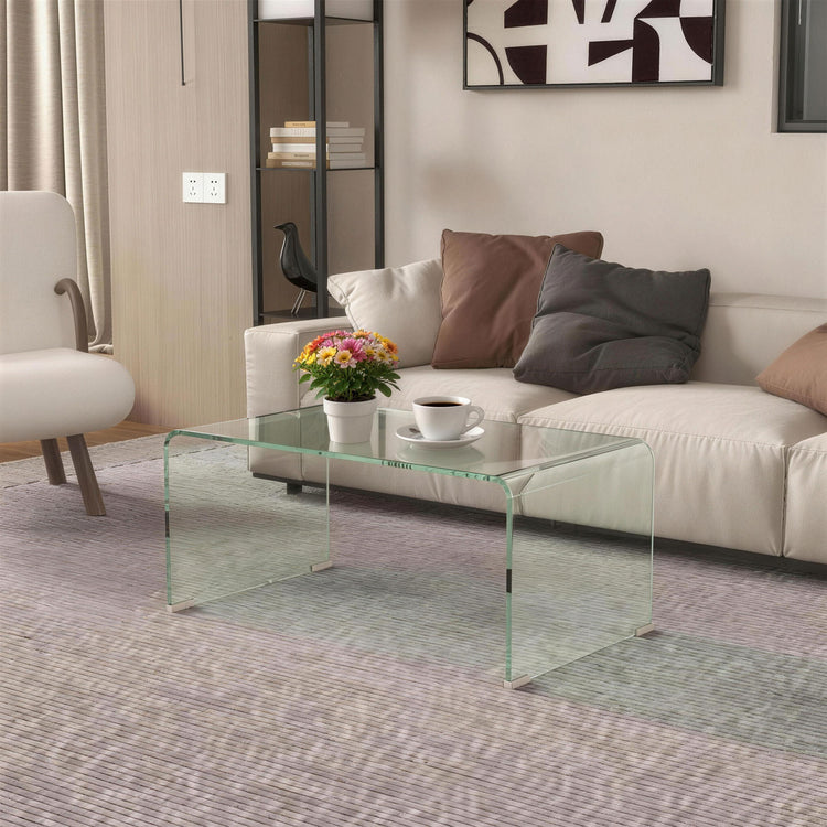 Table basse en verre trempé transparent