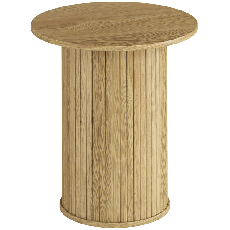 Table d’appoint ronde effet chêne à pieds cannelés – Ø 48 cm