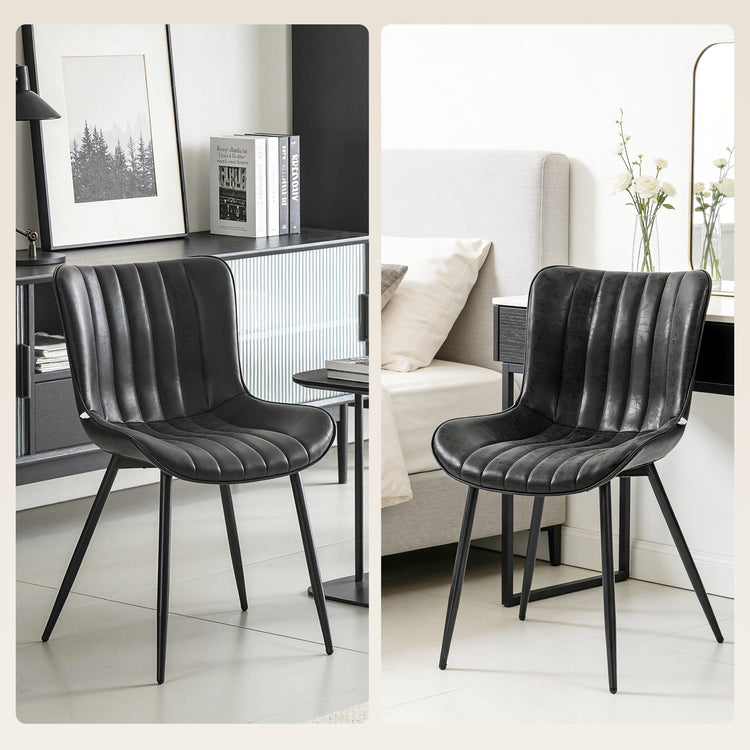 Lot de 2 chaises de salle à manger design moderne et capitonné pour salon, salle à manger, chambre à coucher, noir