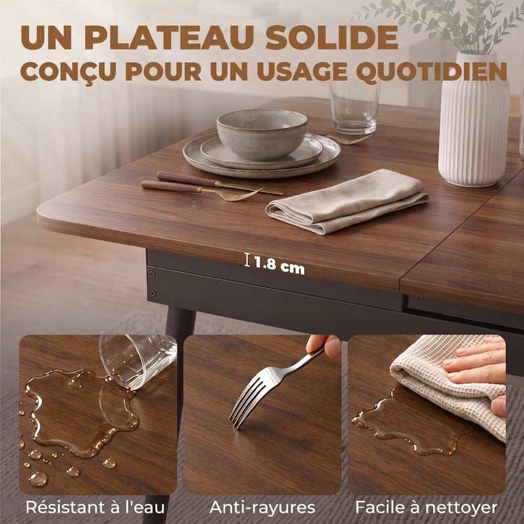 Table à Manger Extensible Rectangle pour 4 à 6 Personnes,  130-160 cm / Noyer Clair