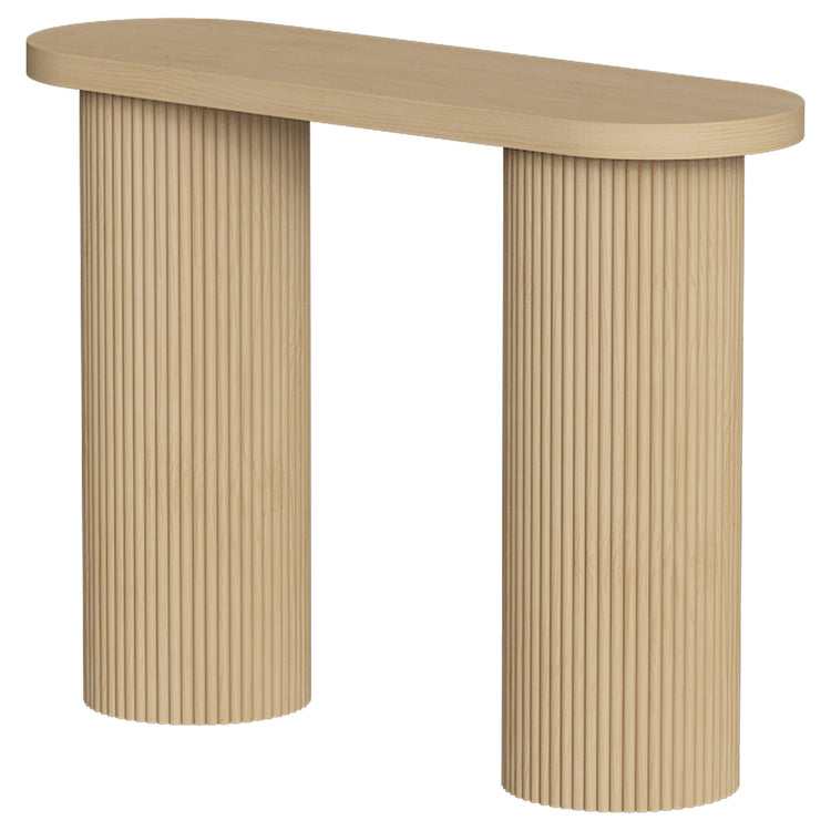 Table Console Cannelée 103x35x80cm Chêne