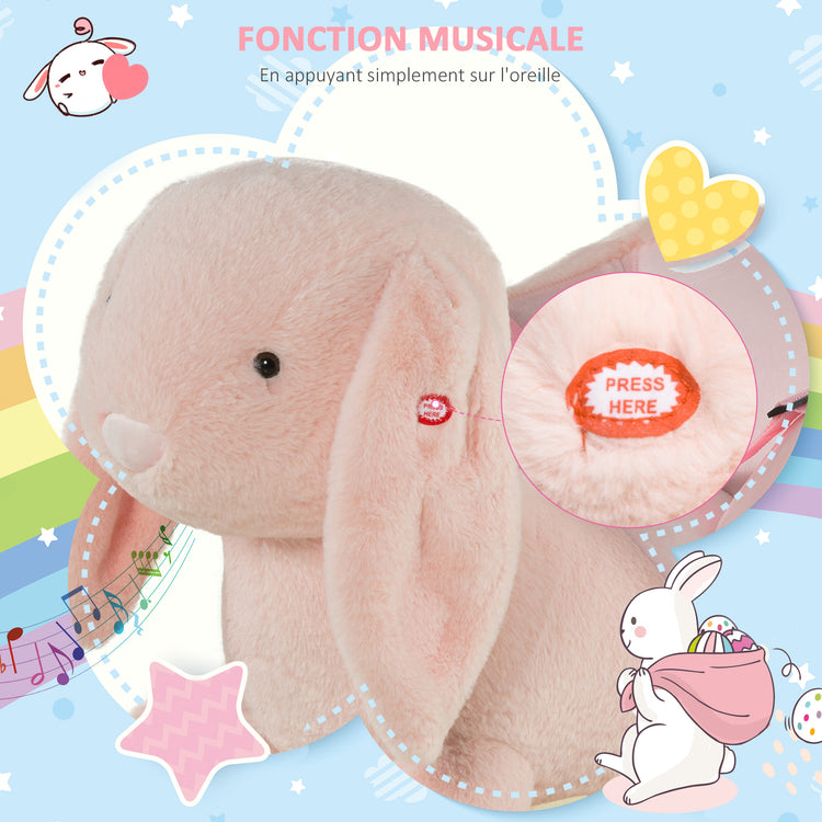 Cheval à Bascule Jouet à Bascule Lapin pour Enfants 18-36 Mois Fauteuil intégré Ceinture de sécurité Fonction sonore clapissement Rose
