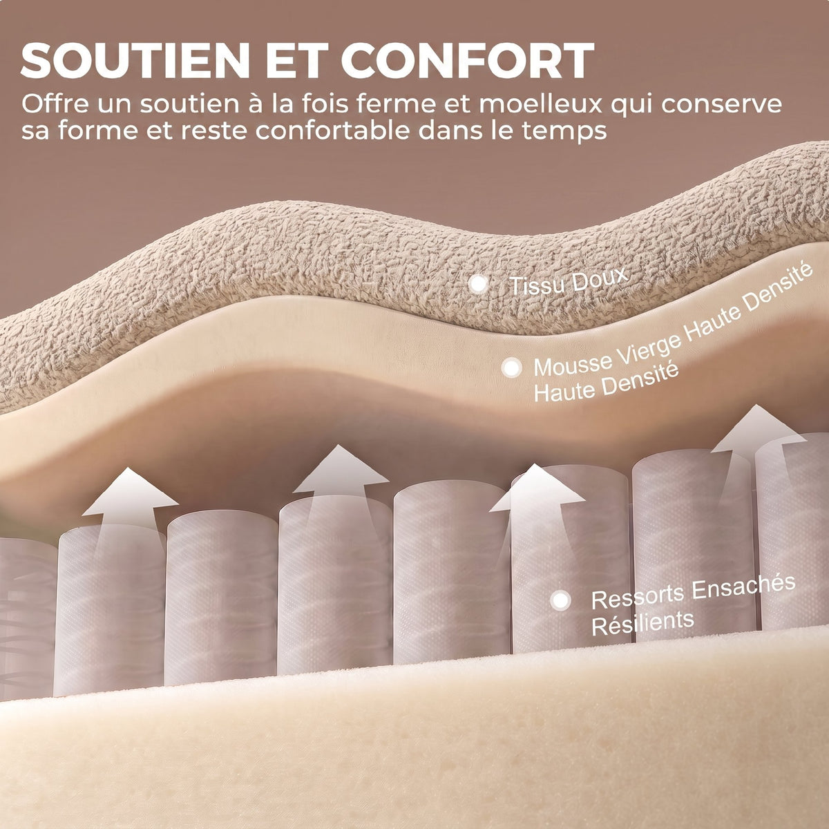 Canapé 3 Places 233 cm, Canapé Salon en Chenille Moderne avec Assise Profonde, Accoudoirs Larges, Beige