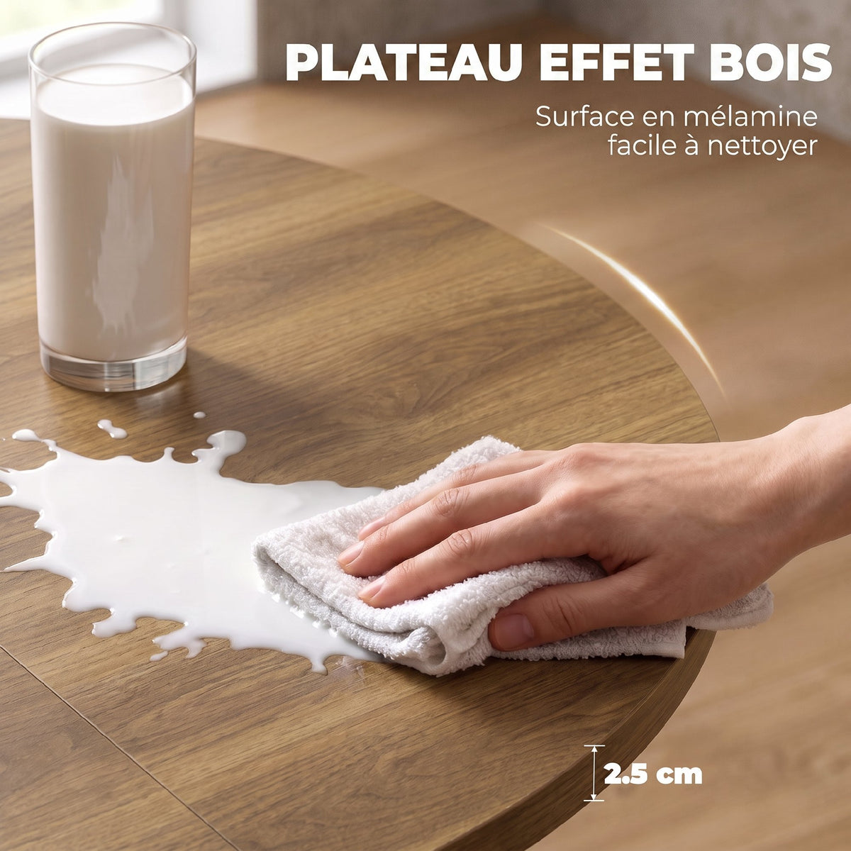 Table à manger extensible ovale pour 4 à 6 personnes, 100-135 cm, effet bois marron