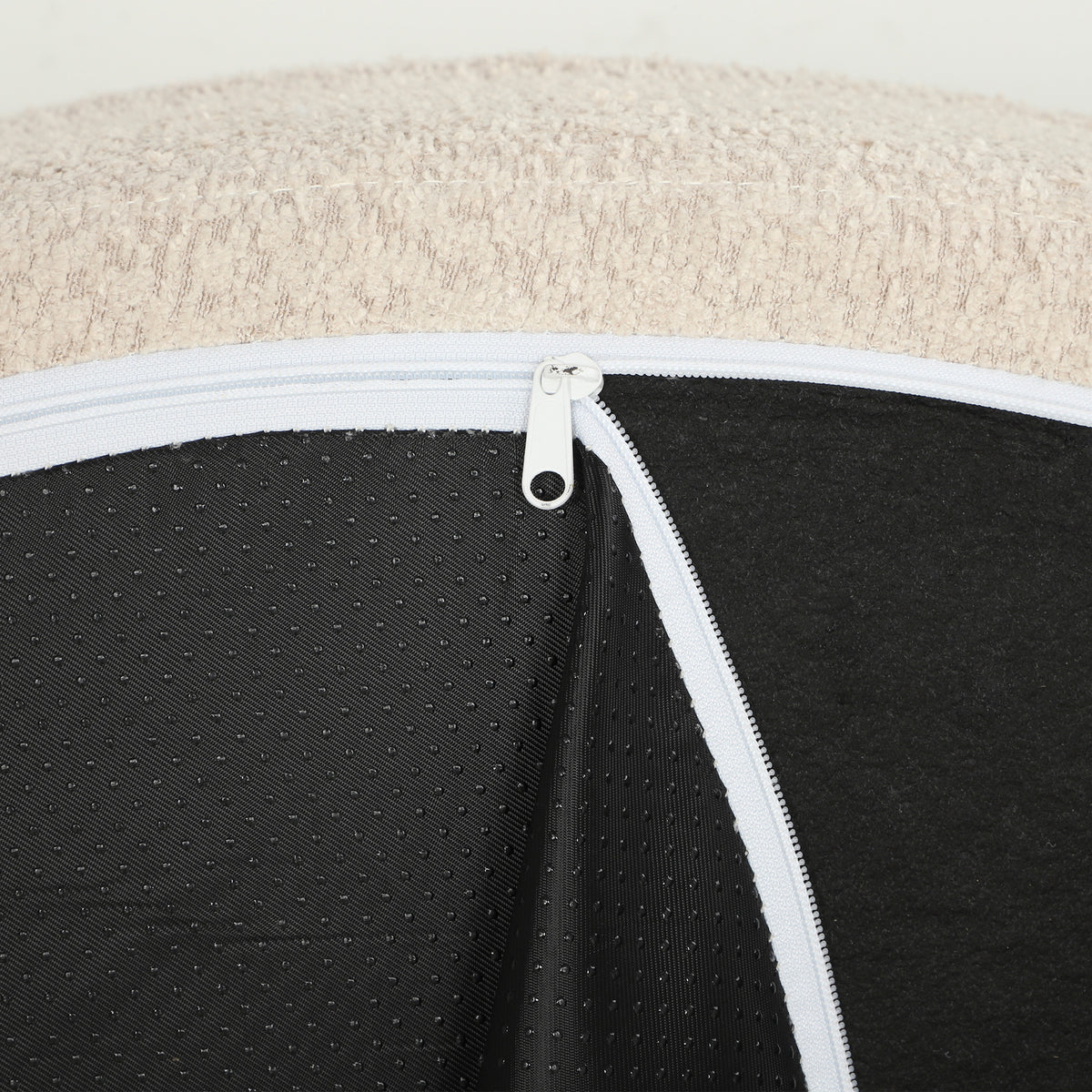 Pouf-canapé rond en chenille crème – 130 cm