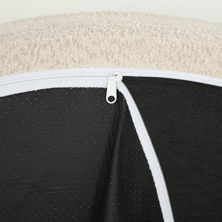Pouf-canapé rond en chenille crème – 130 cm