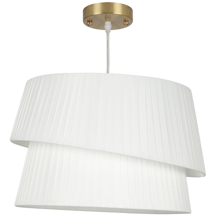Suspension Luminaire Élégante à Double Abat-Jour, Rosace Dorée, Câble Réglable, Ampoule Non Incluse E14 40 W, Blanc