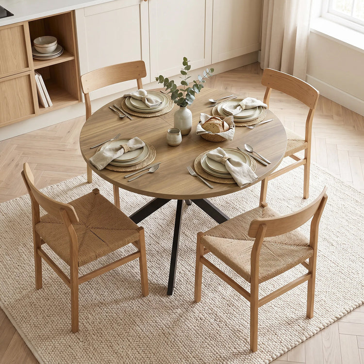 Table à manger extensible ovale pour 4 à 6 personnes, 100-135 cm, effet bois marron