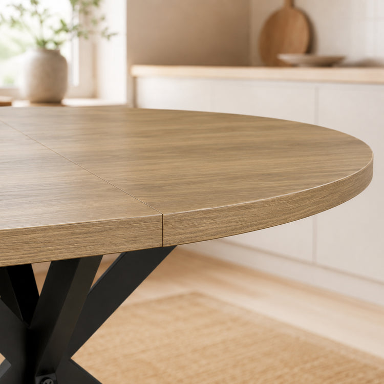 Table à manger extensible ovale pour 4 à 6 personnes, 100-135 cm, effet bois marron