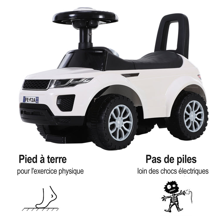 Porteur Enfant Véhicule à Pousser, Porteur Bébé avec Klaxon, Compteurs Factices et Coffre à Jouets, pour Enfants de 12 à 36 Mois, Blanc