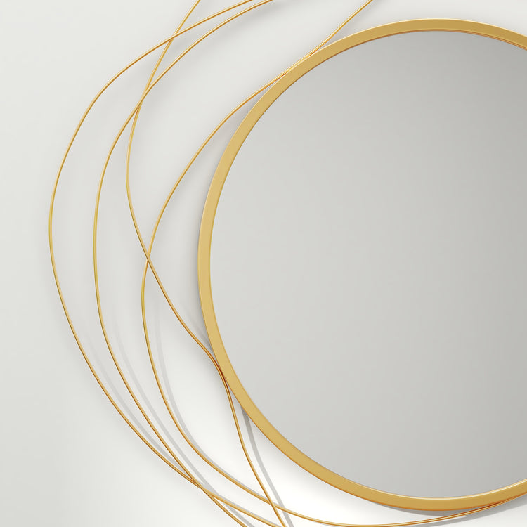 Miroir rond en métal doré – Ø 65 cm