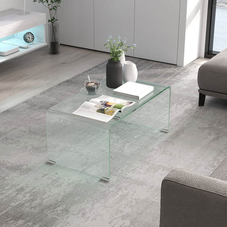 Table basse en verre trempé transparent